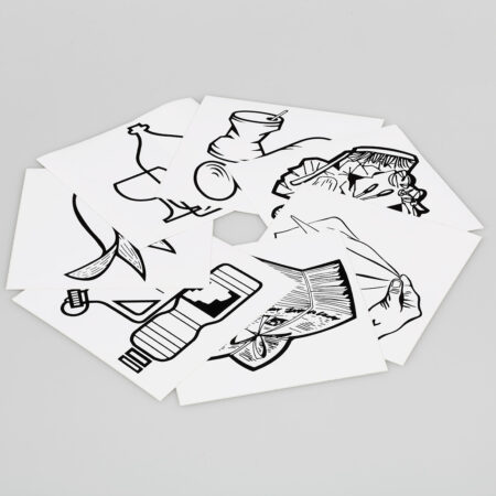 VAR Piktogramm-Aufklebersatz 7-fach schwarz/weiß Mülltrennung Recycling Abfallaufkleber Papier Glas Metall Biomüll Restmüll