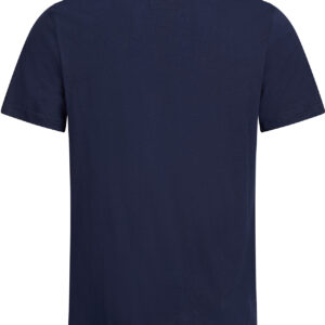 ESD-T-shirt 150 g/m² V-Ausschnitt | navy – 96% Baumwolle, 4% Carbonfaser, antistatisch, DIN EN 61340-5-1, schwarzer Kragen, Knopfleiste